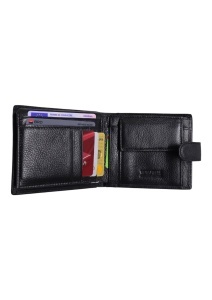 Portofel bărbătesc din piele naturală, compartimente pentru carduri, cutie cadou, model Q3182, negru - Img 4