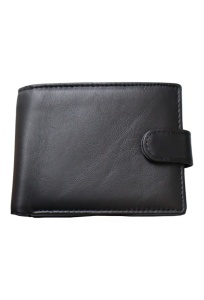 Portofel barbati din piele naturala, inchidere capsa, 12.5x10x2,5cm, R002YK, negru
