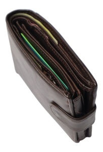 Portofel barbati din piele naturala, inchidere capsa, 12.5x10x2,5cm, R0111YK, maro - Img 6