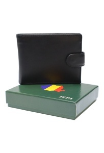 Portofel barbati din piele naturala, inchidere capsa, 13x10x2,5cm, R8066YK, negru