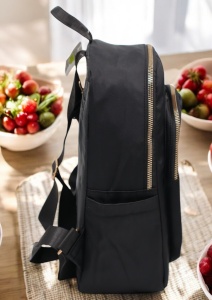 Rucsac de dama din material textil R2276, barete reglabile, compatibil A4, 34x27x12cm, negru - Img 6