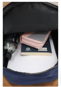 Rucsac de dama din material textil R2276, barete reglabile, compatibil A4, 34x27x12cm, Bleumarin - Img 8