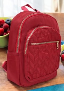 Rucsac de dama din material textil R2276, barete reglabile, compatibil A4, 34x27x12cm, Grena - Img 2