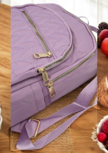Rucsac de dama din material textil R2276, barete reglabile, compatibil A4, 34x27x12cm, Lila - Img 6