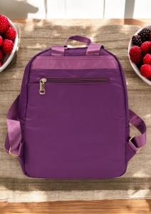 Rucsac de dama din material textil R2276, barete reglabile, compatibil A4, 34x27x12cm, Mov - Img 4