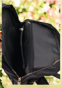Rucsac de dama din material textil rezistent RX2282, cu manere si barete ajustabile, 34x26x10cm, Negru - Img 8
