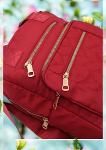 Rucsac de dama din material textil rezistent RX2282, cu manere si barete ajustabile, 34x26x10cm, Grena - Img 6