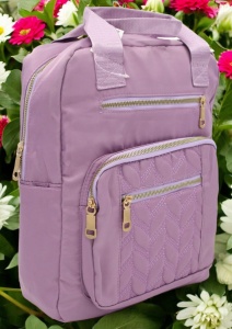 Rucsac de dama din material textil rezistent RX2282, cu manere si barete ajustabile, 34x26x10cm, Lila - Img 4