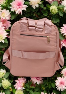 Rucsac de dama din material textil rezistent RX2282, cu manere si barete ajustabile, 34x26x10cm, Roz - Img 6