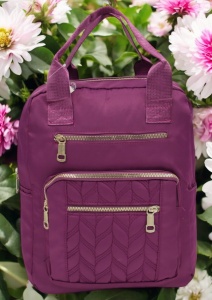 Rucsac de dama din material textil rezistent RX2282, cu manere si barete ajustabile, 34x26x10cm, Mov - Img 2