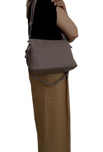 Geanta de dama crossbody, design minimalist texturat, compartimentare multipla, curea ajustabila, R87010, kaki inchis - Img 5