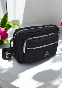 Geanta de dama tip crossbody R241, curea reglabila, 25x18x6cm, Negru - Img 4