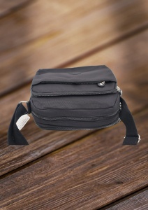 Geanta de umar femei R54 mini, comoda, material rezistent, 24x18x10cm, Negru - Img 4