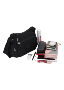 Geanta de umar pentru femei R2242, material rezistent, curea reglabila, 27x18x10cm, Negru - Img 8