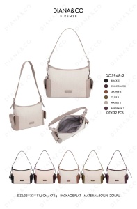 Geanta de Umar si Crossbody pentru Femei, Diana&Co Firenze, cu Buzunare Laterale, din Canvas si Piele Ecologica, Medie, DOS948-2, negru - Img 2