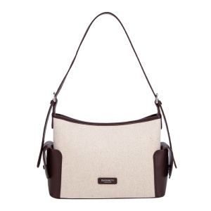 Geanta de Umar si Crossbody pentru Femei, Diana&Co Firenze, cu Buzunare Laterale, din Canvas si Piele Ecologica, Medie, DOS948-2, chocolate