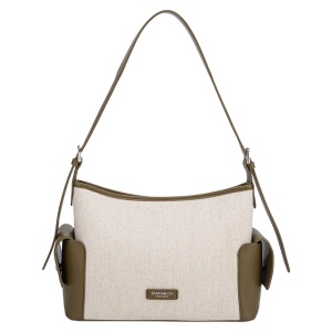 Geanta de Umar si Crossbody pentru Femei, Diana&Co Firenze, cu Buzunare Laterale, din Canvas si Piele Ecologica, Medie, DOS948-2, olive