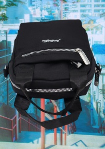 Geanta pentru femei R1311, cu manere si curea din material textil, 19x16x7cm, Negru - Img 5