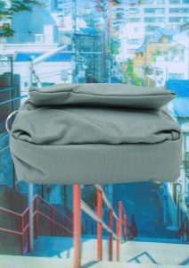 Geanta pentru femei R1311, cu manere si curea din material textil, 19x16x7cm, Verde deschis - Img 5