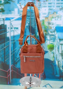 Geanta pentru femei R1311, cu manere si curea din material textil, 19x16x7cm, Portocaliu