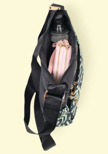 Geanta pentru femei tip crossbody R1130, material textil, curea reglabila, 25x16x13cm, Negru06 - Img 8