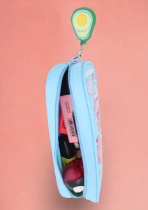 Penar pentru fete cu doua compartimente si breloc detasabil R60, 23x8x6cm, Bleu - Img 10