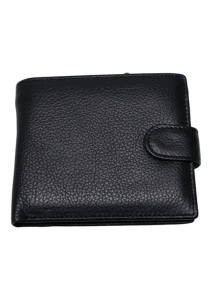 Portofel bărbătesc din piele naturală, compartimente pentru carduri, cutie cadou, model Q3182, negru