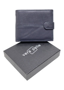Portofel bărbătesc din piele RFID, Vera Pelle, 9 compartimente, cutie cadou, Q3181, bleumarin - Img 3