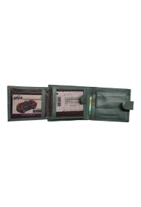 Portofel barbati din piele naturala, inchidere capsa, 12.5x10x2,5cm, R0111YK, verde - Img 6