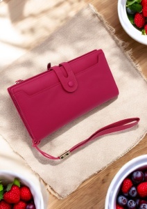 Portofel de damă din piele naturală Hassion R12 fuchsia