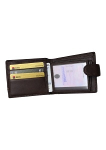 Portofel din piele pentru bărbați, RFID, compartimente pentru carduri, cutie cadou, Q3185, cafeniu - Img 3