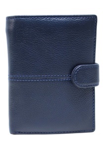 Portofel vertical RFID din piele pentru bărbați cu buzunar pentru monede, cutie cadou, Q3186, bleumarin