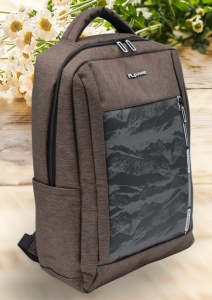 Rucsac cu port USB R7009, material textil rezistent, 42x30x14cm, Maro - Img 2
