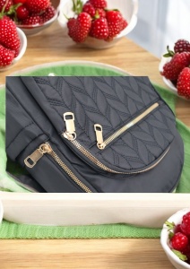Rucsac de dama din material textil R2276, barete reglabile, compatibil A4, 34x27x12cm, negru - Img 7
