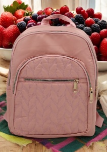 Rucsac de dama din material textil R2276, barete reglabile, compatibil A4, 34x27x12cm, Roz