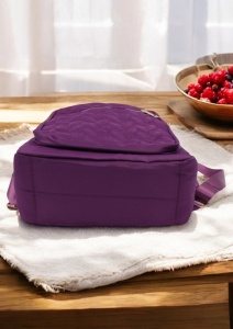 Rucsac de dama din material textil R2276, barete reglabile, compatibil A4, 34x27x12cm, Mov - Img 5