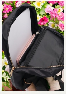 Rucsac de dama din material textil rezistent RX2282, cu manere si barete ajustabile, 34x26x10cm, Negru - Img 9
