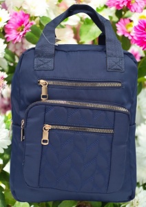 Rucsac de dama din material textil rezistent RX2282, cu manere si barete ajustabile, 34x26x10cm, Bleumarin