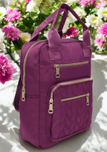 Rucsac de dama din material textil rezistent RX2282, cu manere si barete ajustabile, 34x26x10cm, Mov - Img 3