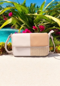 Geanta dama model crossbody, bareta extensibila, R240463, bej
