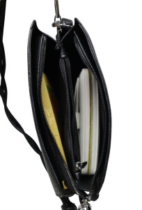 Geanta de dama crossbody, design minimalist texturat, compartimentare multipla, curea ajustabila, R87010, negru - Img 5