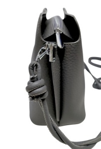 Geanta de dama crossbody, design minimalist texturat, compartimentare multipla, curea ajustabila, R87010, gri inchis - Img 4