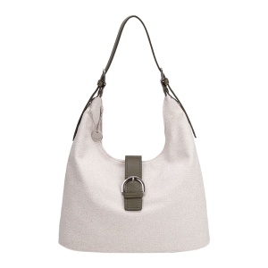 Geanta de umar de dama Diana & Co, stil Hobo, din material textil si piele ecologica, compartimentare practica, dimensiuni 38x36x14 cm, DJC932-1PT, olive