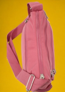 Geanta de umar femei R52, material rezistent, curea reglabila, buzunare laterale cu fermoar, 27x20x10cm, Roz - Img 4