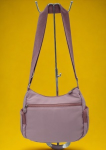 Geanta de umar femei R52, material rezistent, curea reglabila, buzunare laterale cu fermoar, 27x20x10cm, Lila - Img 2