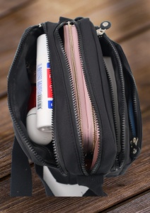 Geanta de umar femei R54 mini, comoda, material rezistent, 24x18x10cm, Negru - Img 5
