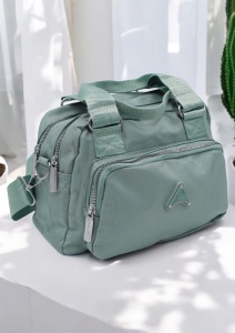 Geanta pentru femei cu manere, curea reglabila si detasabila R306, 25x16x13cm, Verde deschis - Img 3