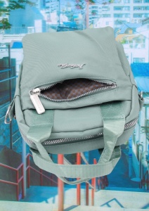 Geanta pentru femei R1311, cu manere si curea din material textil, 19x16x7cm, Verde deschis - Img 6