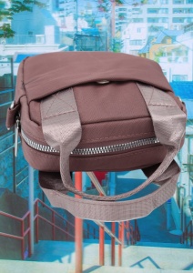 Geanta pentru femei R1311, cu manere si curea din material textil, 19x16x7cm, Roz inchis - Img 8