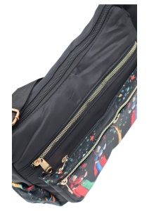 Geanta pentru femei tip crossbody R1130, material textil, curea reglabila, 25x16x13cm, Negru02 - Img 5